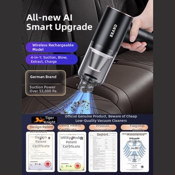 Απορροφητήρας αυτοκινήτου με ισχυρή ισχύ αναρρόφησης, διπλής λειτουργίας (αναρρόφηση και φυση), φορητός με χειρολαβή