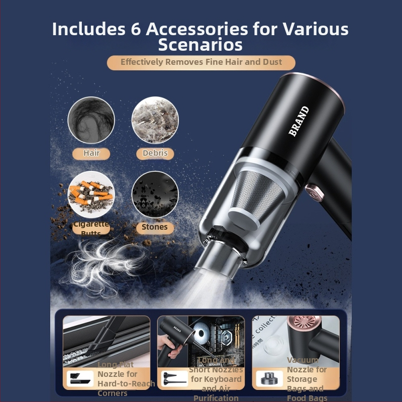 Απορροφητήρας αυτοκινήτου με ισχυρή ισχύ αναρρόφησης, διπλής λειτουργίας (αναρρόφηση και φυση), φορητός με χειρολαβή