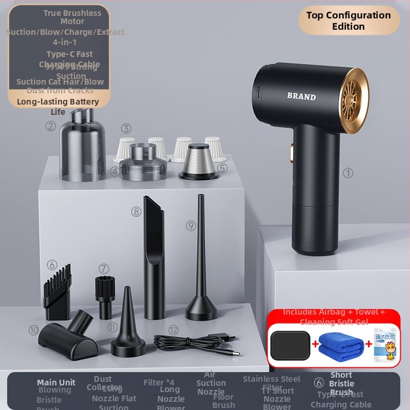 Απορροφητήρας αυτοκινήτου με ισχυρή ισχύ αναρρόφησης, διπλής λειτουργίας (αναρρόφηση και φυση), φορητός με χειρολαβή