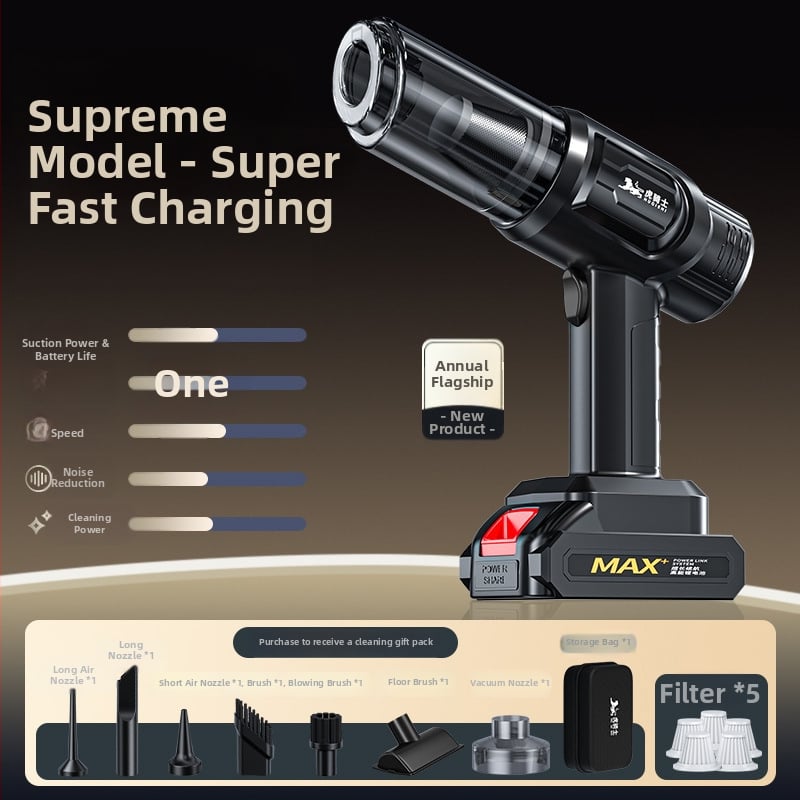 Απορροφητήρας αυτοκινήτου με ισχυρή ισχύ αναρρόφησης, διπλής λειτουργίας (αναρρόφηση και φυση), φορητός με χειρολαβή