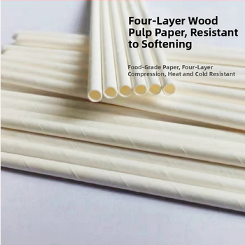 PLA bioloģiski noārdāmās papīra salmi - izliekta caurule, atsevišķi iepakoti, piemēroti piena tējai, mājās bērniem