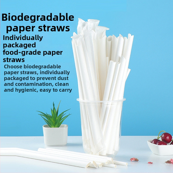 PLA bioloģiski noārdāmās papīra salmi - izliekta caurule, atsevišķi iepakoti, piemēroti piena tējai, mājās bērniem