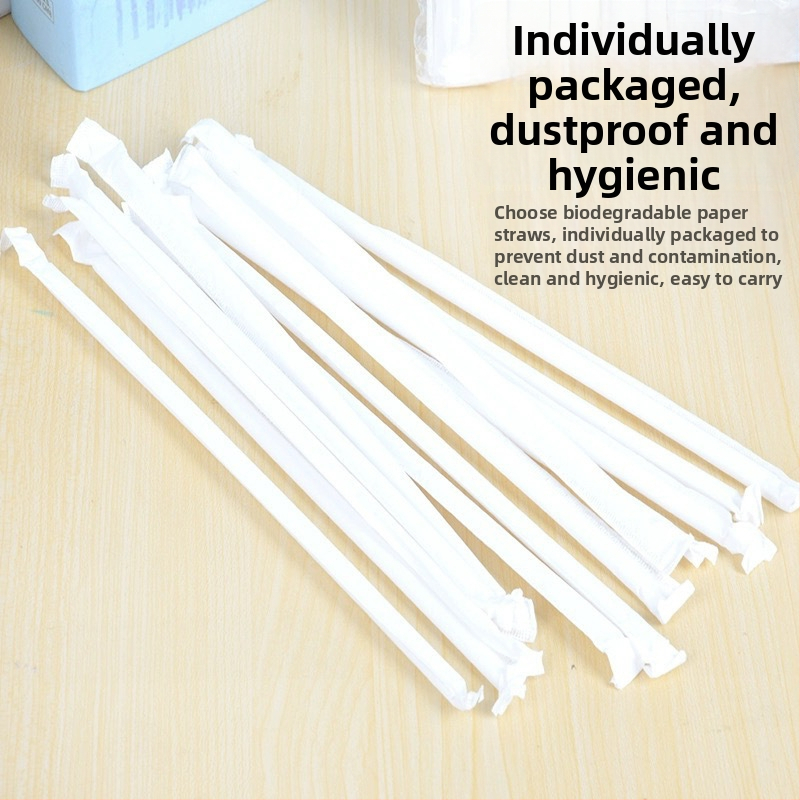 PLA biologicky rozložiteľné papierové slamky - zahnuté trubičky, jednotlivo balené, na mliečny čaj, pre deti a domáce použitie