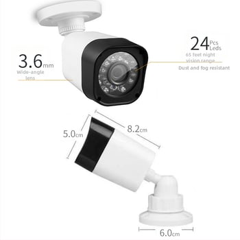 Kit AHD CCTV de camere – cameră infraroșu cu obiectiv de 3,6 mm, 0,001 lux, distanță IR 10 m, alimentare 12V DC, interior/exterior