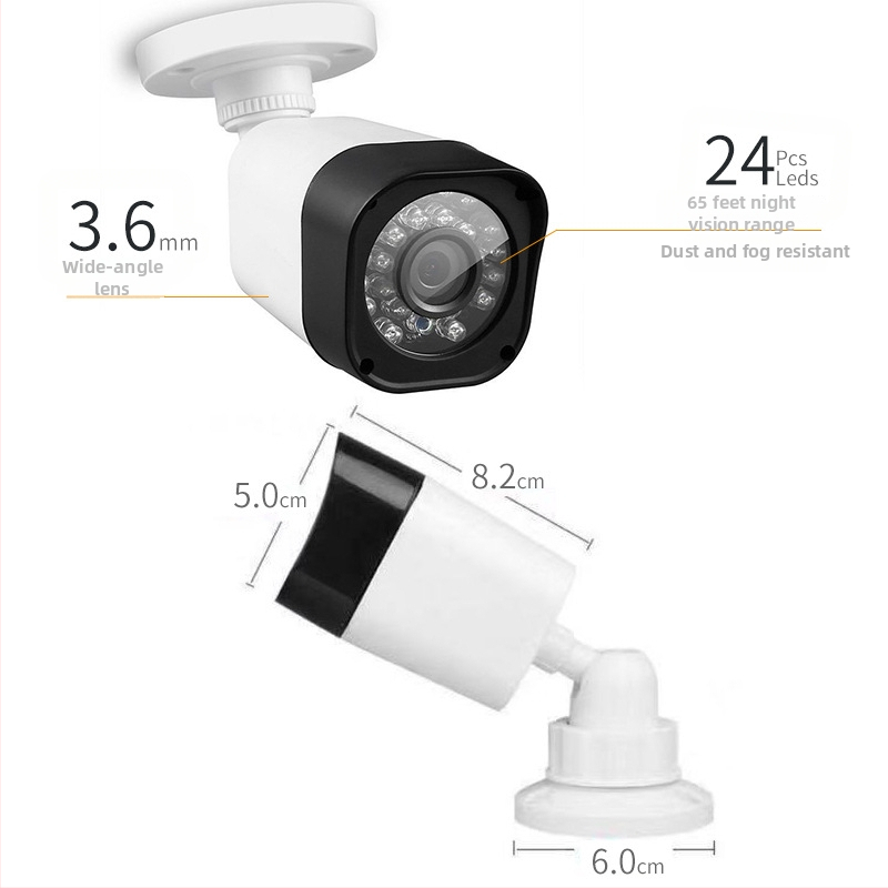 Kit AHD CCTV de camere – cameră infraroșu cu obiectiv de 3,6 mm, 0,001 lux, distanță IR 10 m, alimentare 12V DC, interior/exterior