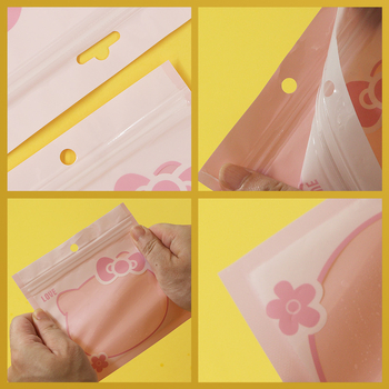 Αυτοσφραγιζόμενη σακούλα για κοσμήματα με μοτίβο γάτας, διαφανής γυαλιστερή επιφάνεια, νέο υλικό, μήκος σφράγισης 2,5 cm