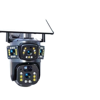 Cameră de supraveghere solară cu trei lentile, exterior, acoperire de 360°, impermeabilă