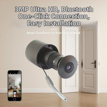 Έξυπνη κάμερα πόρτας με νυχτερινή όραση, ενσωματωμένο μικρόφωνο, αποθήκευση νέφους, έλεγχο μέσω εφαρμογής κινητού, ειδοποίηση κατά κλοπής