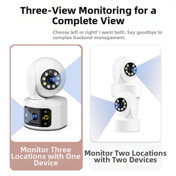 IP kamera s 360° panoramskim bežičnim noćnim vidom, unutarnji monitor s tri zaslona - 0.01 lux, SNR > 48 dB, -20 do 55°C, 5V