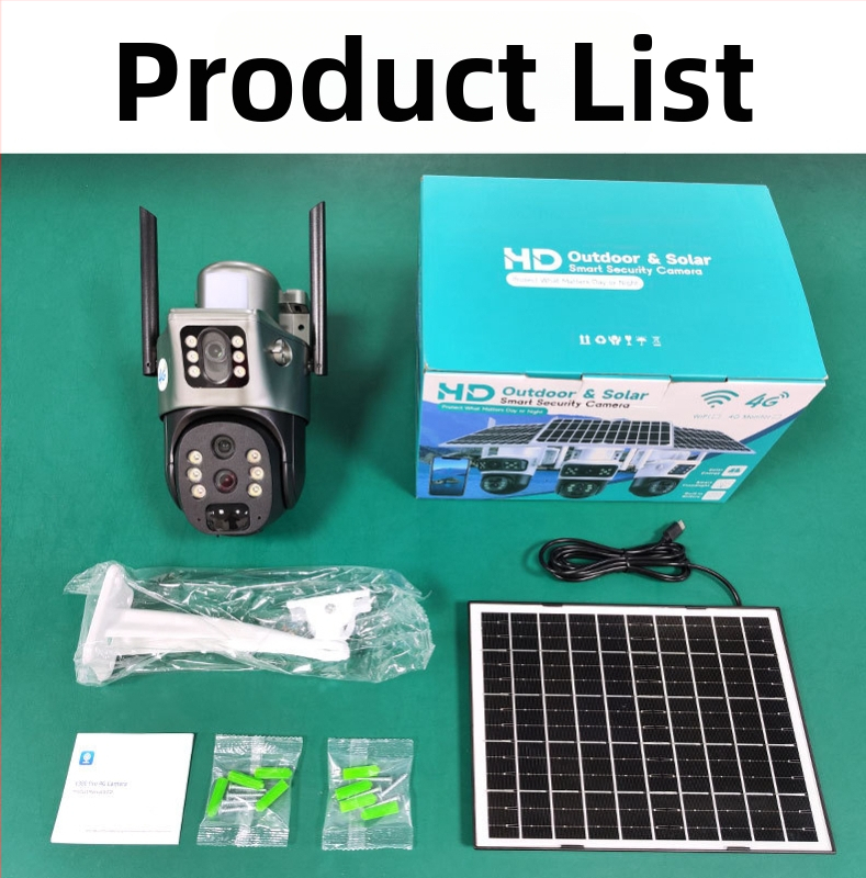 Vesafe solárna kamera pre vonkajšie použitie, 360° panoramatický pohľad, 4G diaľkový prístup, minimálne osvetlenie 0.001 lux, prevádzková teplota -20 až 60°C