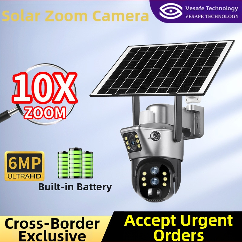 Vesafe solárna kamera pre vonkajšie použitie, 360° panoramatický pohľad, 4G diaľkový prístup, minimálne osvetlenie 0.001 lux, prevádzková teplota -20 až 60°C