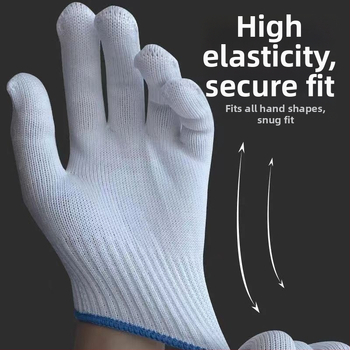 Mănuși de protecție pentru lucru din fir de bumbac-satén, tricotate cu 10 ace (Brand: Love and wear; Funcție: Protecție și rezistență la uzură; Domeniu de utilizare: Protecție; Greutate: 1)