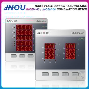 Contor de putere trifazat cu trei afișaje pentru tensiune, curent și frecvență – măsurare pentru motor cu curent alternativ
