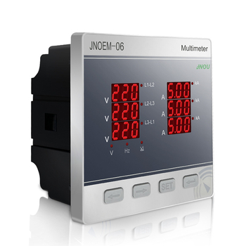 Contor de putere trifazat cu trei afișaje pentru tensiune, curent și frecvență – măsurare pentru motor cu curent alternativ