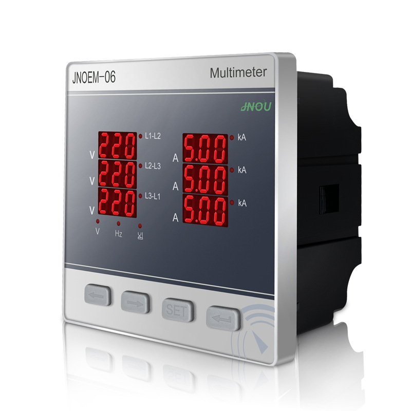 Contor de putere trifazat cu trei afișaje pentru tensiune, curent și frecvență – măsurare pentru motor cu curent alternativ