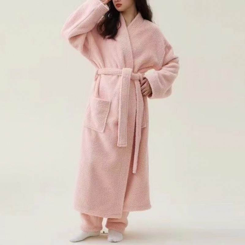 Kupaći ogrtač od koralnog flisa, Vinylon smjesa, zimsko, unisex za parove