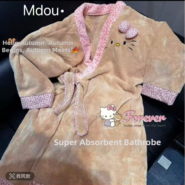 Župan s leopardím vzorom z korálového fleecu, hrubý a teplý pre ženy, 85% polyester