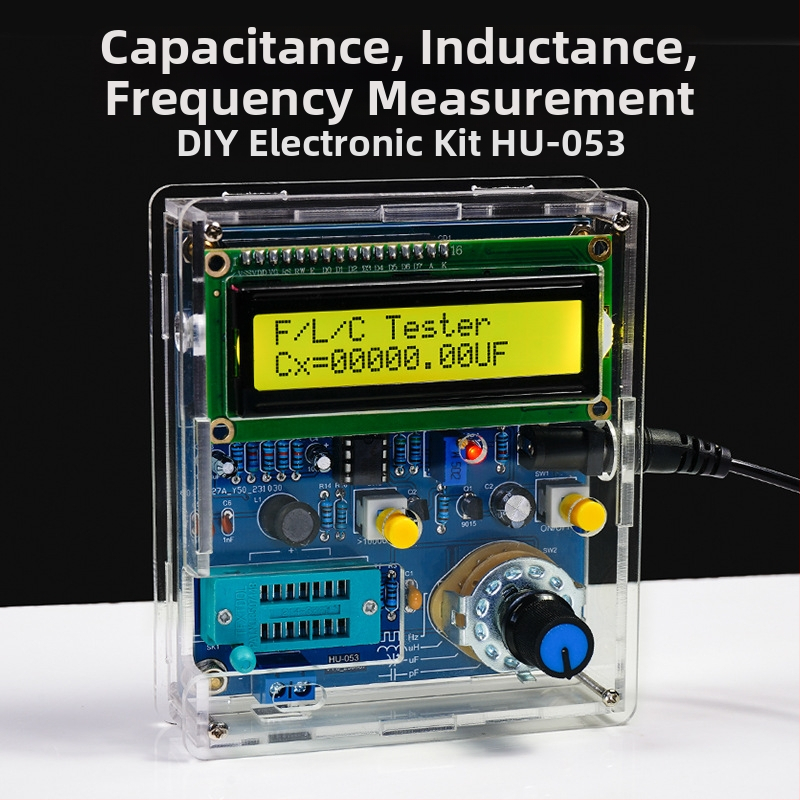 HU-053S Kapacitás- és induktivitás-mérő frekvenciaméréssel – DIY elektronikai készlet 8051/51 mikrovezérlőhöz, nyomtatott áramkör és forrasztási gyakorló készlet