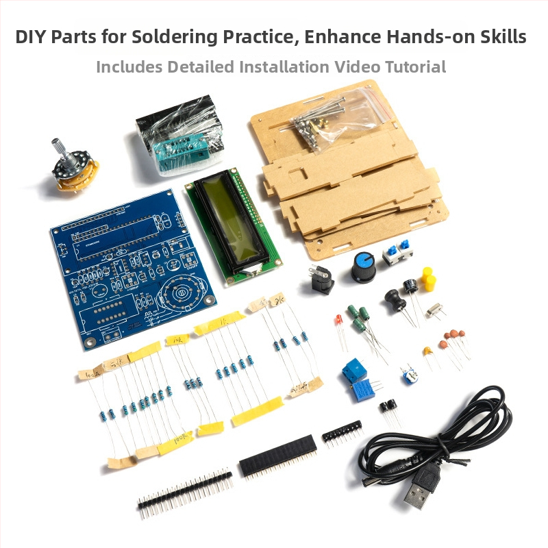 HU-053S Kapacitás- és induktivitás-mérő frekvenciaméréssel – DIY elektronikai készlet 8051/51 mikrovezérlőhöz, nyomtatott áramkör és forrasztási gyakorló készlet