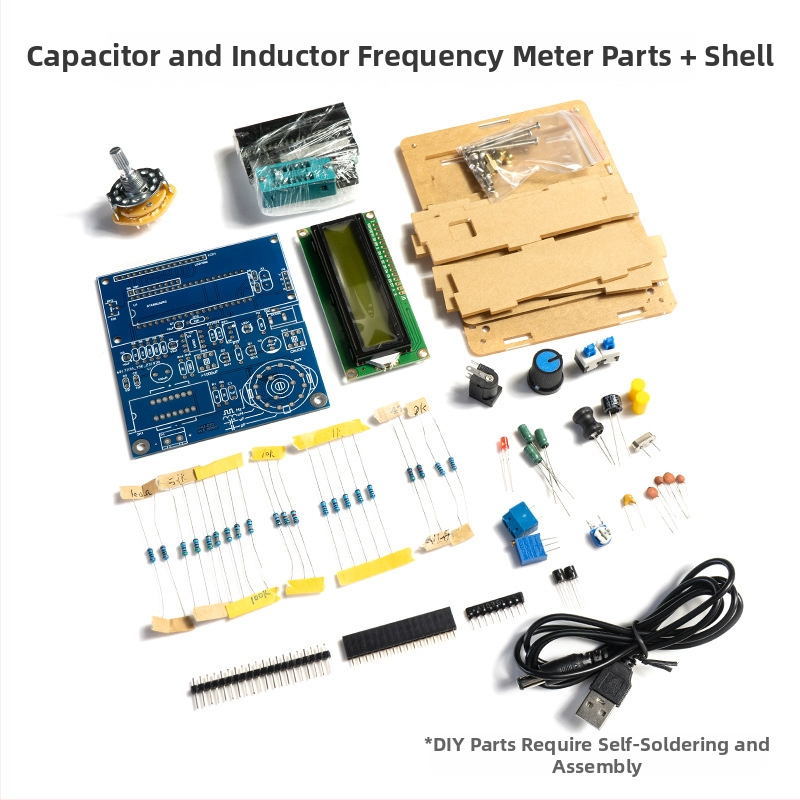 HU-053S Kapacitás- és induktivitás-mérő frekvenciaméréssel – DIY elektronikai készlet 8051/51 mikrovezérlőhöz, nyomtatott áramkör és forrasztási gyakorló készlet