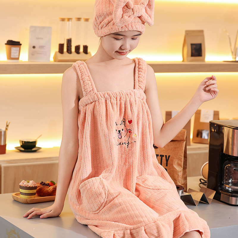 Ρόμπα μπάνιου από βελούδο κοραλλιού, Unisex – Γρήγορο στέγνωμα, Φοριέται και τυλίγεται, Κατάλληλη για φθινόπωρο