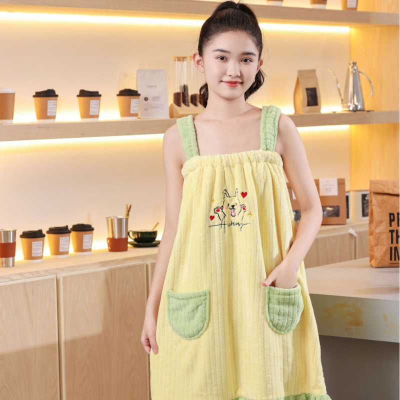 Ρόμπα μπάνιου από βελούδο κοραλλιού, Unisex – Γρήγορο στέγνωμα, Φοριέται και τυλίγεται, Κατάλληλη για φθινόπωρο