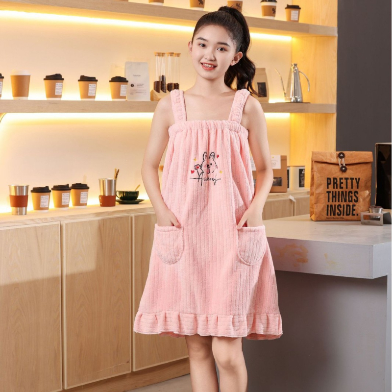 Ρόμπα μπάνιου από βελούδο κοραλλιού, Unisex – Γρήγορο στέγνωμα, Φοριέται και τυλίγεται, Κατάλληλη για φθινόπωρο