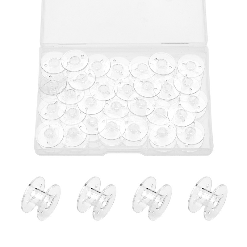 Set bobina za šivaći stroj, 25 prozirnih plastičnih bobina, univerzalna kompatibilnost, model 2518P