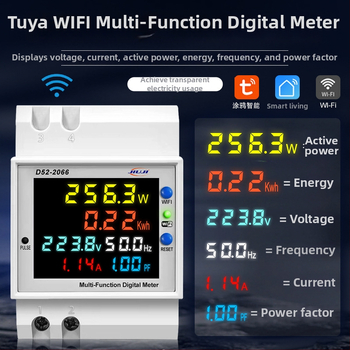 WiFi DIN-sín energia-mérő – 220V, áram, teljesítmény, frekvencia, teljesítmény-tényező