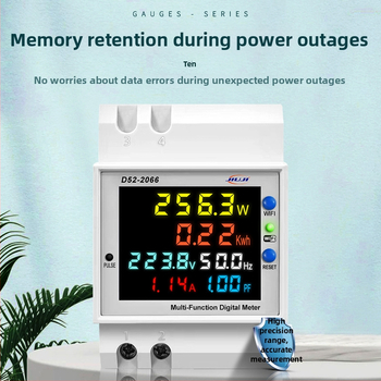 WiFi DIN-sín energia-mérő – 220V, áram, teljesítmény, frekvencia, teljesítmény-tényező