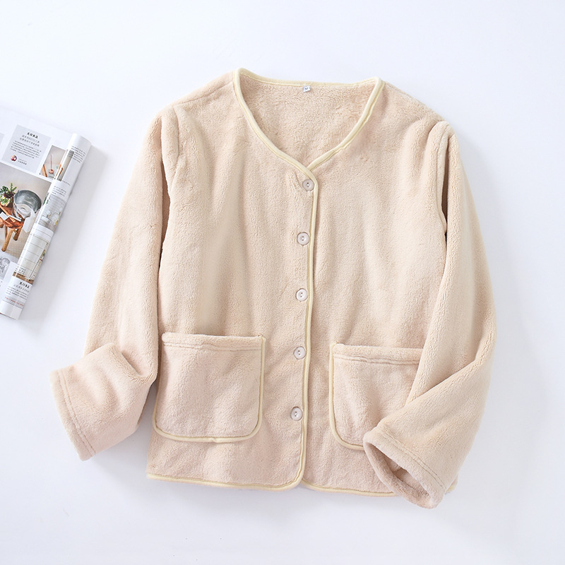 Ženski pidžama kardigan od Coral fleece, 95% poliester, debljina 251–300 g/m2, zima i jesen