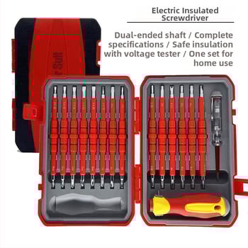 Hezhou set șurubelnițe izolate 29-in-1 pentru electricieni, cap încrucișat, oțel CR-V, magnetice, mâner PP+TPR, greutate 1.035