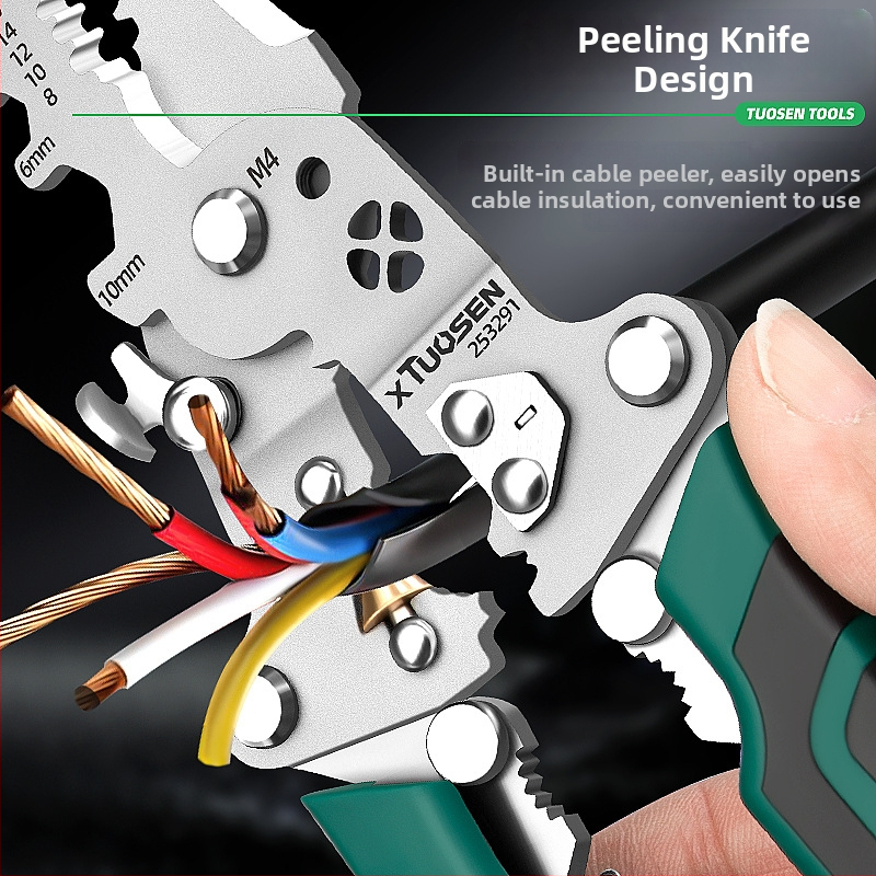 Tuosen Clește multifuncțional pentru dezizolarea și tăierea cablurilor, vârf ascuțit, greutate 0.21