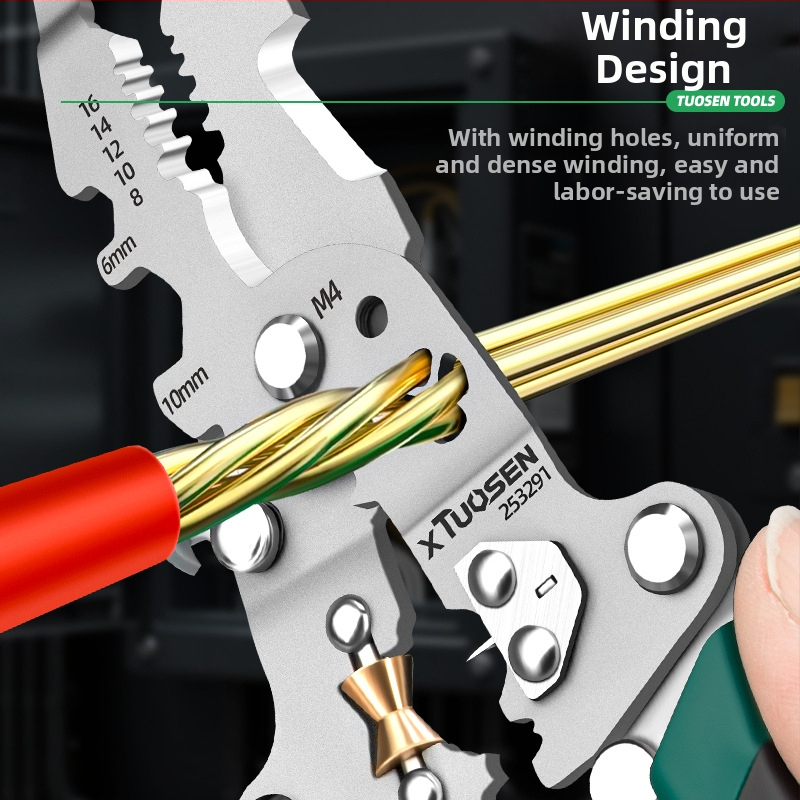 Tuosen Clește multifuncțional pentru dezizolarea și tăierea cablurilor, vârf ascuțit, greutate 0.21