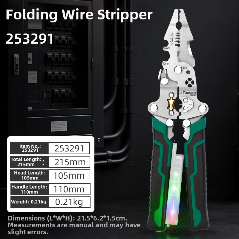 Tuosen Clește multifuncțional pentru dezizolarea și tăierea cablurilor, vârf ascuțit, greutate 0.21