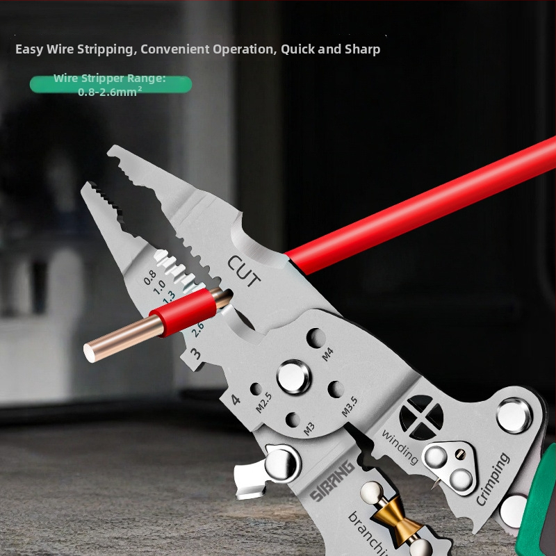 Span Tools Viacúčelový elektrikársky testovací pero s odizolovaním a krimpovacími kliešťami, skladací káblový delič, dĺžka 240 mm, priemer odizolovania 0,8–2,6 mm, hmotnosť 250 g