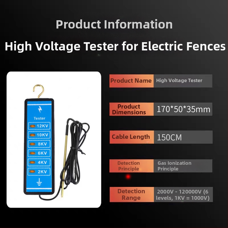 Elektrický testovač oplotenia - prenášateľný, meranie napätia, pohyblivé oplotenie; Materiál: Host + kovová drôt; Štýl: Testovanie napätia; Typ: Pohyblivé oplotenie