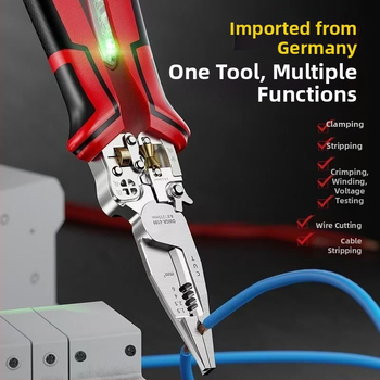 Viacúčelové kliešte pre elektrikárov s ostrým nosom na strihanie káblov, lisovanie vodičov, odizolovanie izolácie a navíjanie vodičov