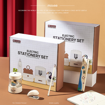 Električni oštrač olovaka – set s automatskim radom i stolnim sustavom za skupljanje prašine, u kutiji za poklon.