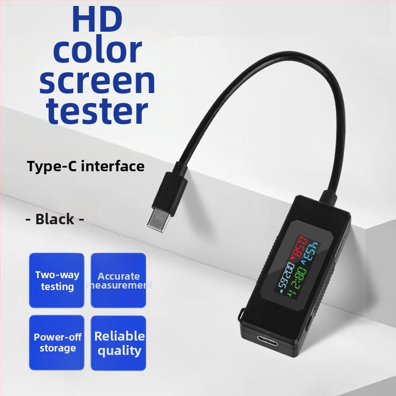 Type-C tester nabíjania pre mobilné telefóny: meranie prúdu, napätia a výkonu nabíjania, digitálny displej