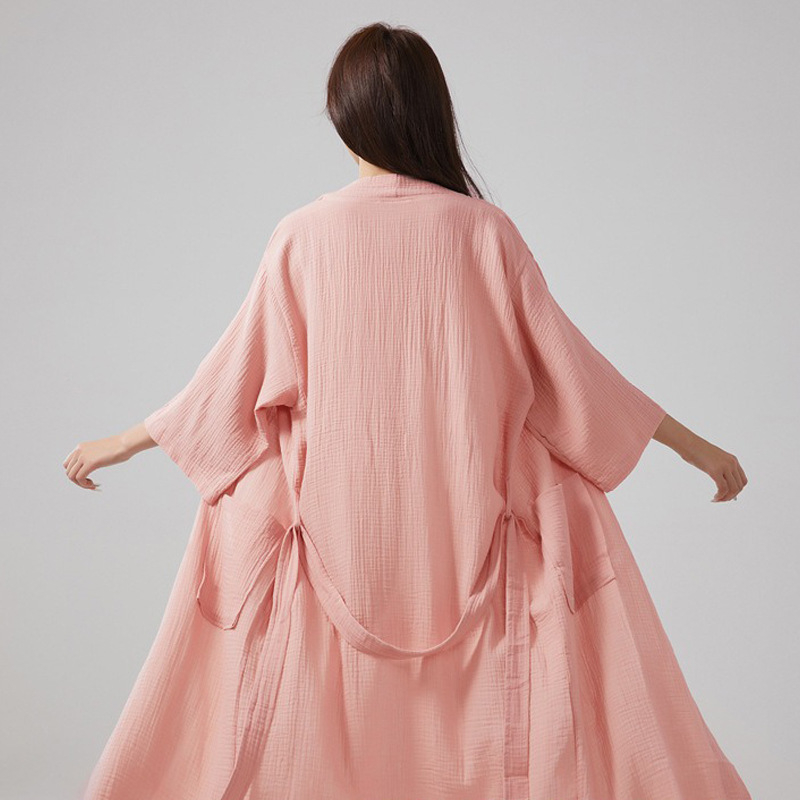 Ρόμπα από 100% βαμβάκι, διπλό στρώμα γάζας, καλοκαιρινή και ελαφριά, φιλική προς το δέρμα και απορροφητική, για οικιακή χρήση