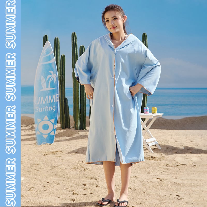 Халат за баня с качулка, унисекс, от двойно лицево флис; 88.8% полиестер, 12.2% нейлон; тегло 550 г; за възрастни; лято