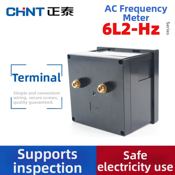 Chint ručičkový frekvenčný meter, panelovo montovaný, model 6L2-HZ, 55–65 Hz, 220/380 V, mechanický elektrický meter