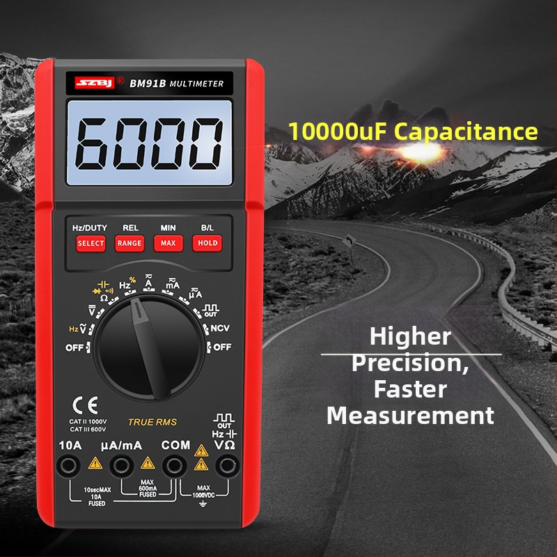 BM91B Digitálny multimeter s automatickým rozsahom, meria teplotu a frekvenciu, s podsvieteným displejom
