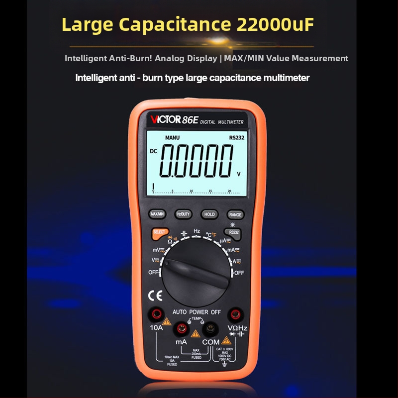 VC86E 4,5-цифрен цифров мултиметър с USB интерфейс — честота, капацитет и температура