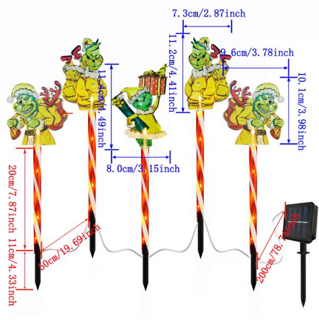 LED solarna zemaljska svjetiljka za Božić – akrilni dekorativni svjetlosni ukras za travnjak, model KX-965, IP65, 0,02 W, 6–12 sati rada, CE certifikat