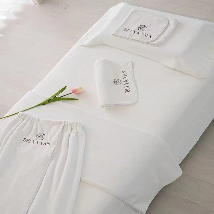 Set ručnika za salon ljepote od koralnog fleecea s izšivanjem, debeli ručnici za kupanje i posteljni ručnik za njegu kože