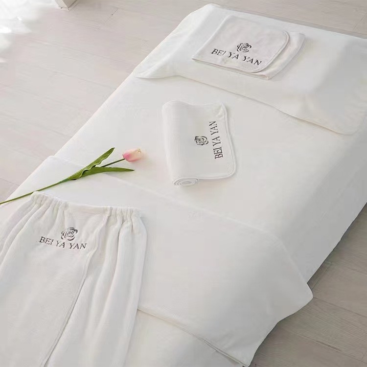 Set ručnika za salon ljepote od koralnog fleecea s izšivanjem, debeli ručnici za kupanje i posteljni ručnik za njegu kože