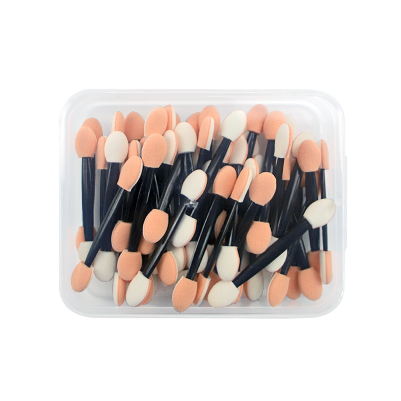 Set četkica za sjenilo u kutiji, plastične drške, prijenosno, 50 četkica, dlačice od drugog materijala