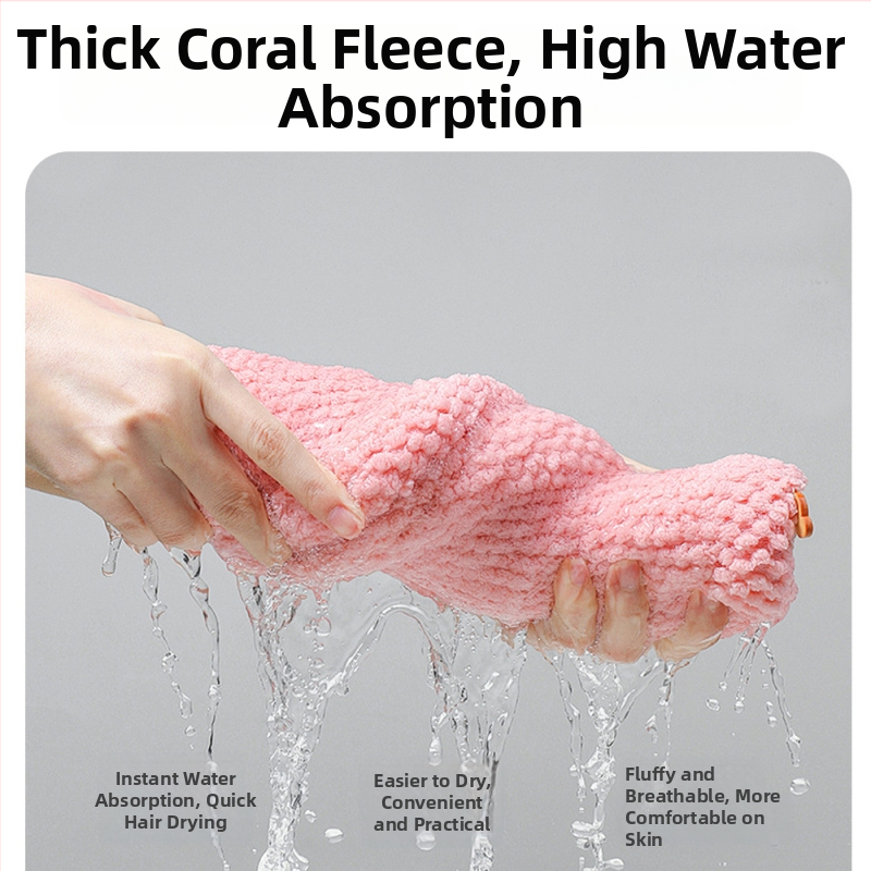 Μονοκόμματη κάλυμμα για στέγνωμα μαλλιών από φλίς κοραλλιού, με υψηλή απορρόφηση και γρήγορο στέγνωμα, βάρος 140–169 g